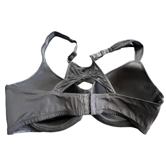 Adrienne Vittadini Underwire Padded Black Open Back Lace Bra - Picture 3 of 4